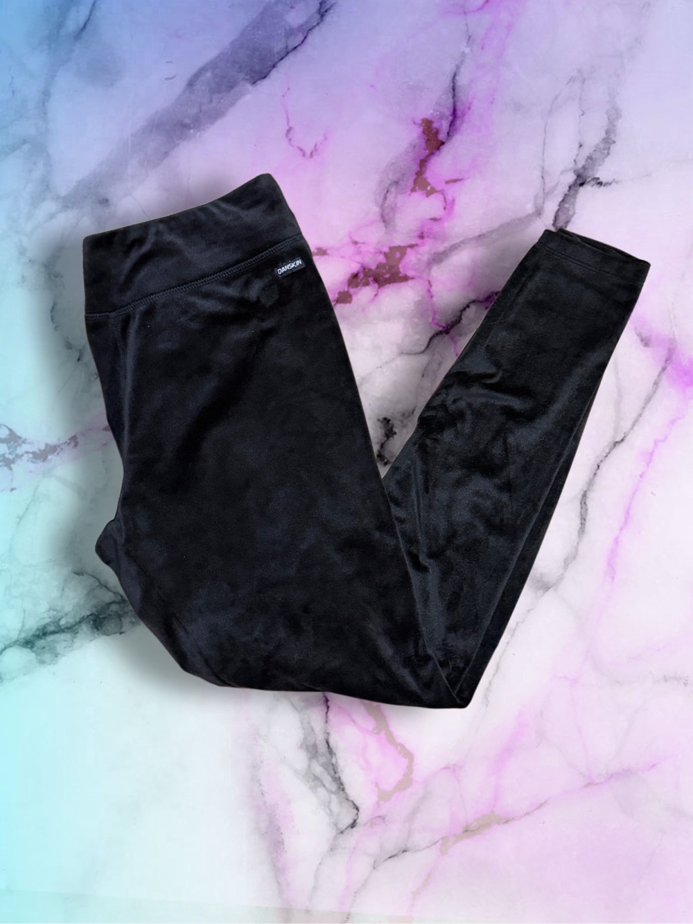 Danskin Black Velvet High-Waist Leggings size Large - Picture 2 of 5